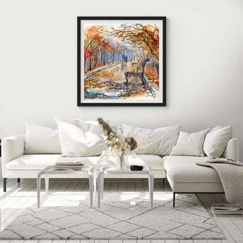 Poster in black frame - Walking together into Autumn - 30x30 cm