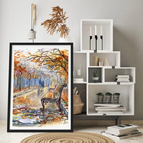 Poster in black frame - Walking together into Autumn - 50x70 cm