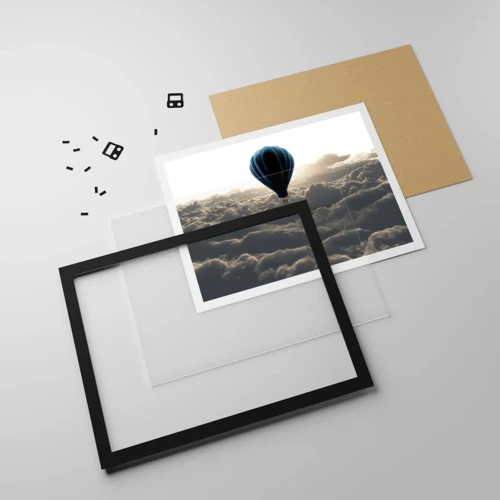 Poster in black frame - Wanderer above Clouds - 100x70 cm
