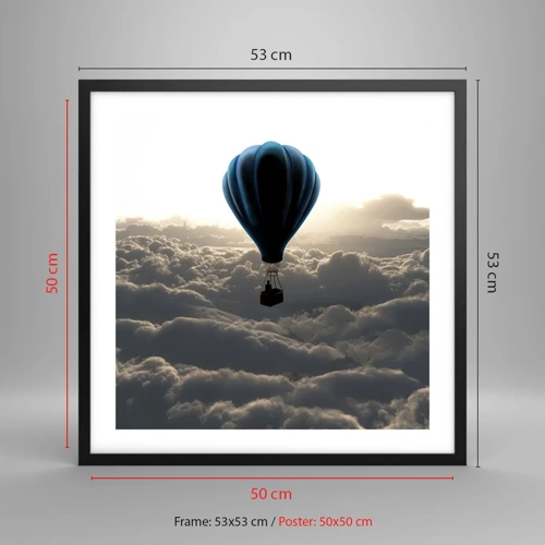 Poster in black frame - Wanderer above Clouds - 50x50 cm