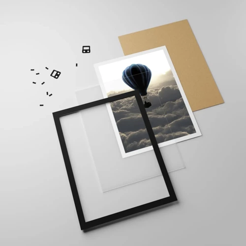 Poster in black frame - Wanderer above Clouds - 70x100 cm