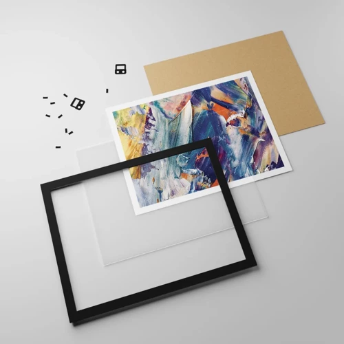 Poster in black frame - Whirlwind of Colour - 100x70 cm