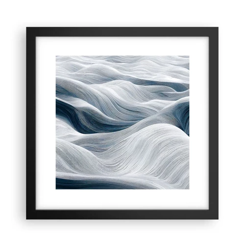 Poster in black frame - White and Blue Waves - 30x30 cm