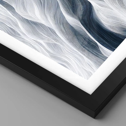 Poster in black frame - White and Blue Waves - 50x70 cm