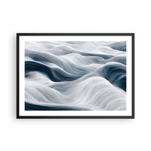 Poster in black frame - White and Blue Waves - 70x50 cm