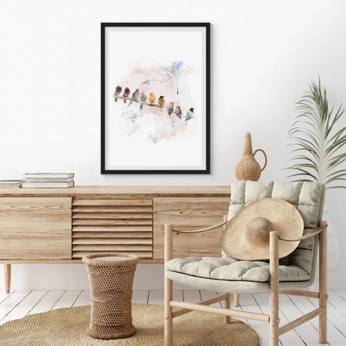 Poster in black frame - Winged Encounter - 50x70 cm