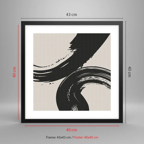 Poster in black frame - With Big Circural Strokes - 40x40 cm