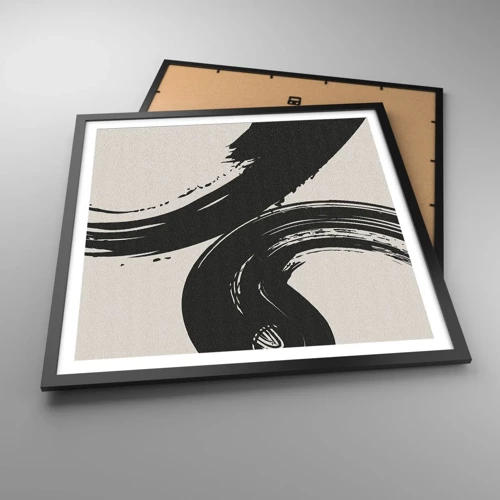 Poster in black frame - With Big Circural Strokes - 60x60 cm