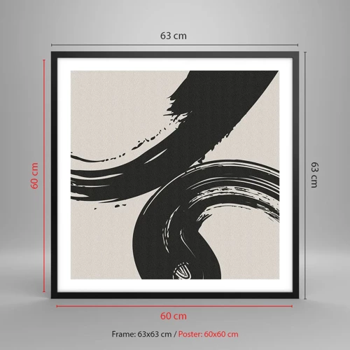 Poster in black frame - With Big Circural Strokes - 60x60 cm