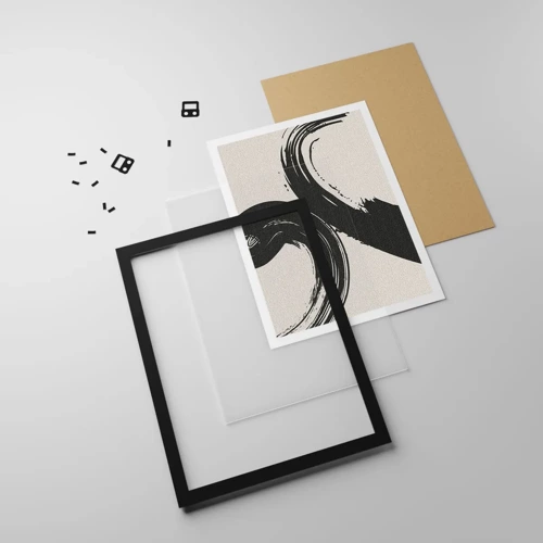 Poster in black frame - With Big Circural Strokes - 70x100 cm