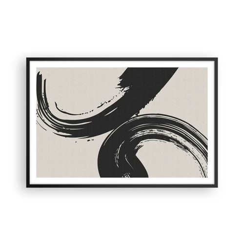Poster in black frame - With Big Circural Strokes - 91x61 cm