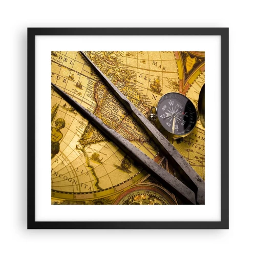 Poster in black frame - With a Compass through the Seas - 40x40 cm
