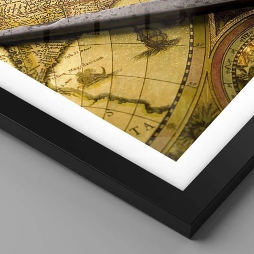 Poster in black frame - With a Compass through the Seas - 91x61 cm