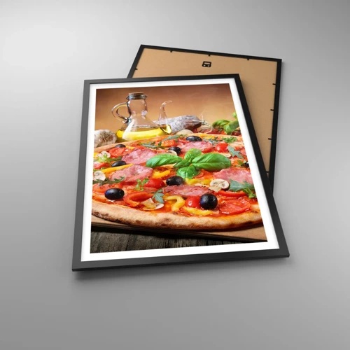 Poster in black frame - With a Real Italian Flavouring - 50x70 cm