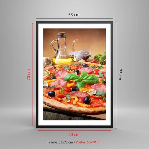 Poster in black frame - With a Real Italian Flavouring - 50x70 cm