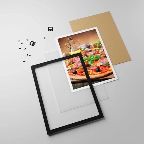 Poster in black frame - With a Real Italian Flavouring - 50x70 cm