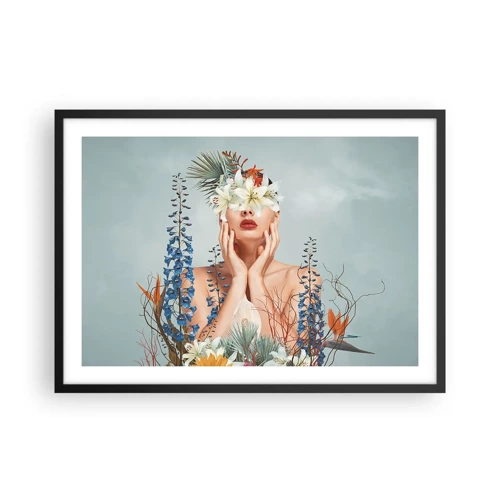 Poster in black frame - Woman – Flower - 70x50 cm