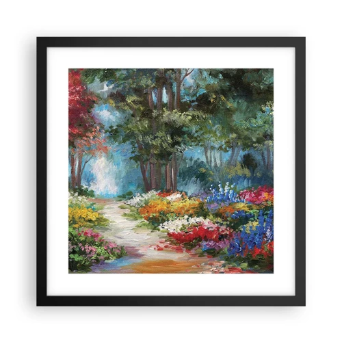 Poster in black frame - Wood Garden, Flowery Forest - 40x40 cm