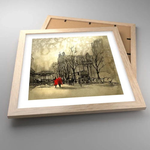 Poster in light oak frame - A Date in London Fog - 30x30 cm