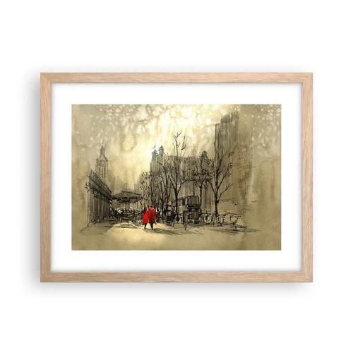 Poster in light oak frame - A Date in London Fog - 40x30 cm