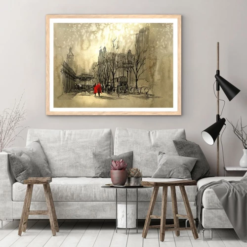 Poster in light oak frame - A Date in London Fog - 40x30 cm