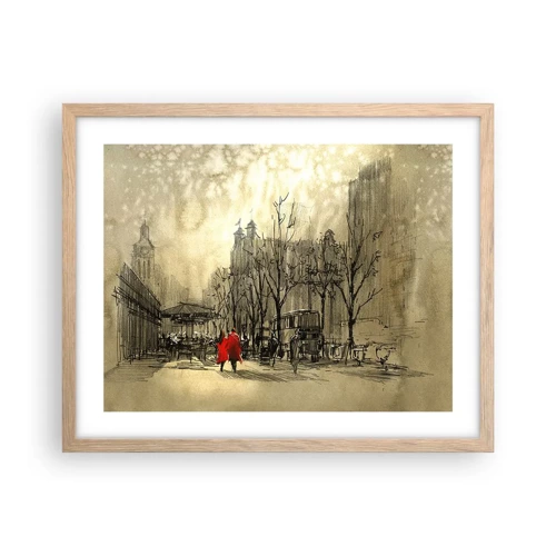 Poster in light oak frame - A Date in London Fog - 50x40 cm