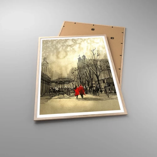 Poster in light oak frame - A Date in London Fog - 70x100 cm