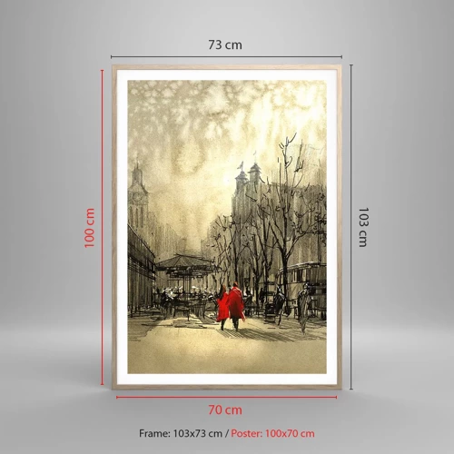 Poster in light oak frame - A Date in London Fog - 70x100 cm