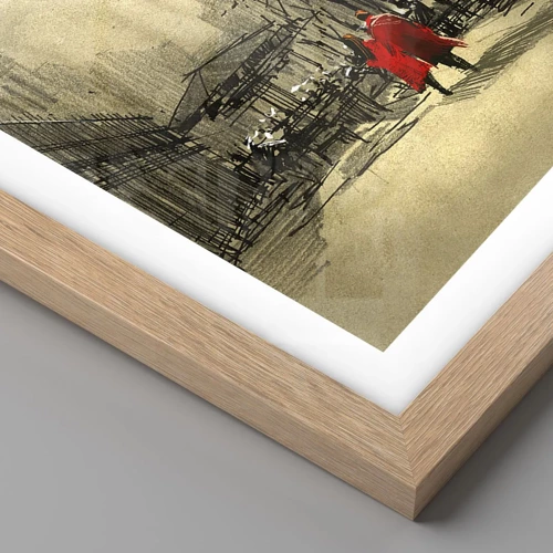 Poster in light oak frame - A Date in London Fog - 70x100 cm