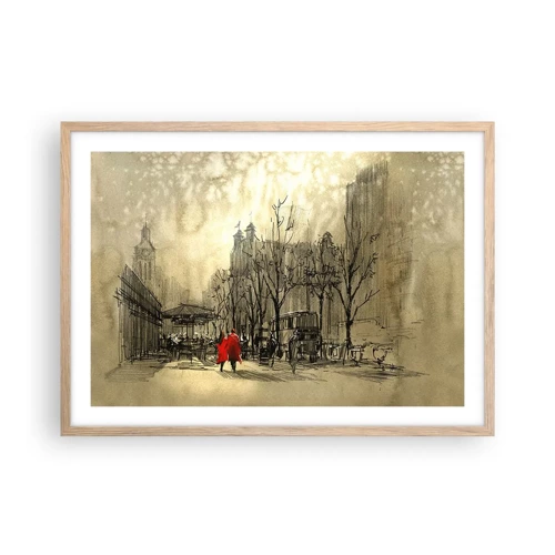 Poster in light oak frame - A Date in London Fog - 70x50 cm