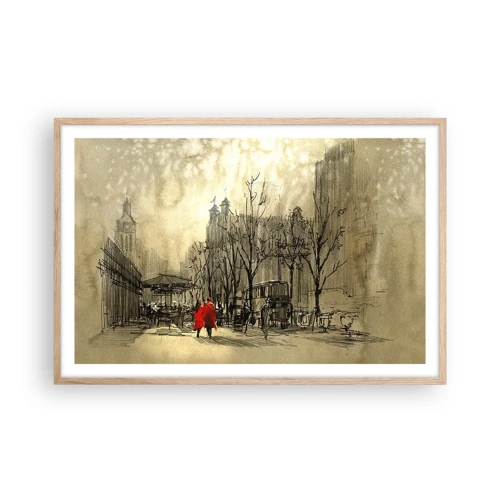 Poster in light oak frame - A Date in London Fog - 91x61 cm