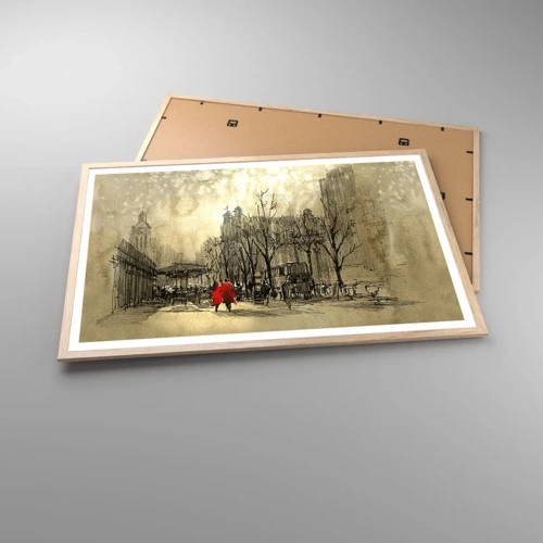 Poster in light oak frame - A Date in London Fog - 91x61 cm