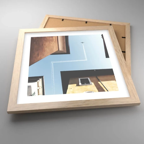 Poster in light oak frame - Above City Maze - 30x30 cm