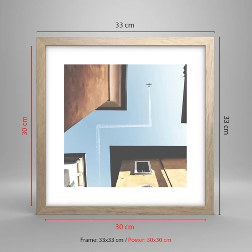 Poster in light oak frame - Above City Maze - 30x30 cm