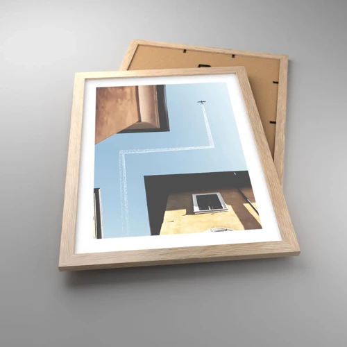 Poster in light oak frame - Above City Maze - 30x40 cm