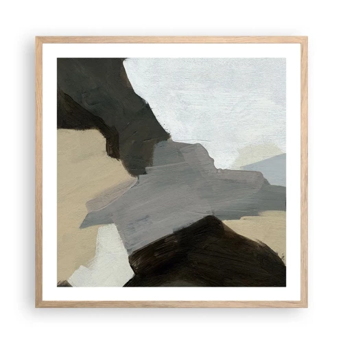 Poster in light oak frame - Abstract: Crossroads of Grey - 60x60 cm