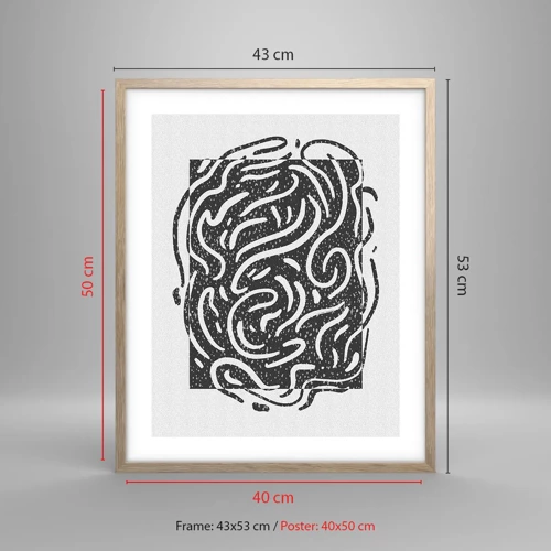 Poster in light oak frame - Abstract: Dance of Joy - 40x50 cm