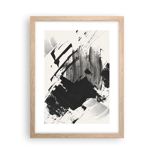 Poster in light oak frame - Abstract - Expression of Black - 30x40 cm