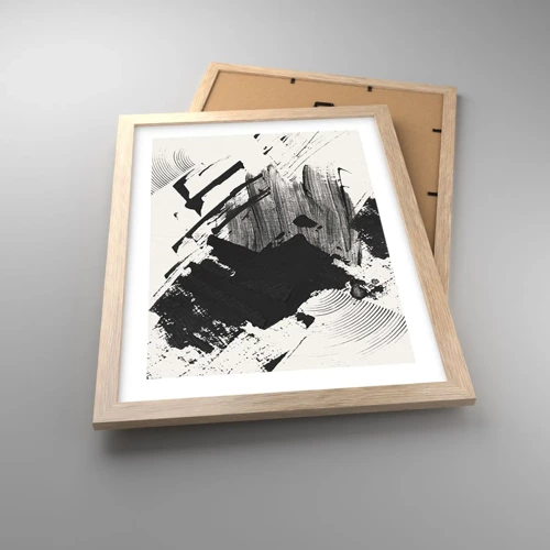 Poster in light oak frame - Abstract - Expression of Black - 30x40 cm