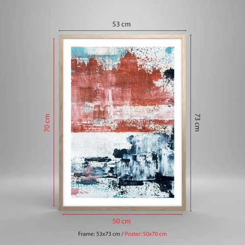 Poster in light oak frame - Abstract Fifty Fifty - 50x70 cm