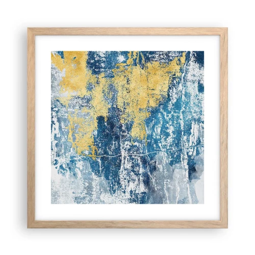 Poster in light oak frame - Abstract Full of Optimism - 40x40 cm