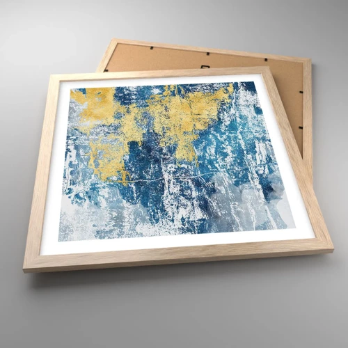 Poster in light oak frame - Abstract Full of Optimism - 40x40 cm