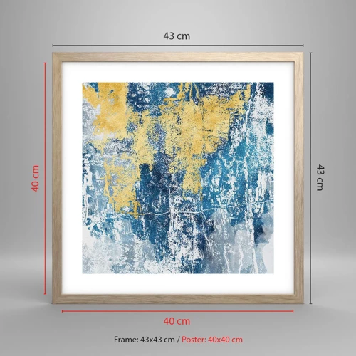 Poster in light oak frame - Abstract Full of Optimism - 40x40 cm