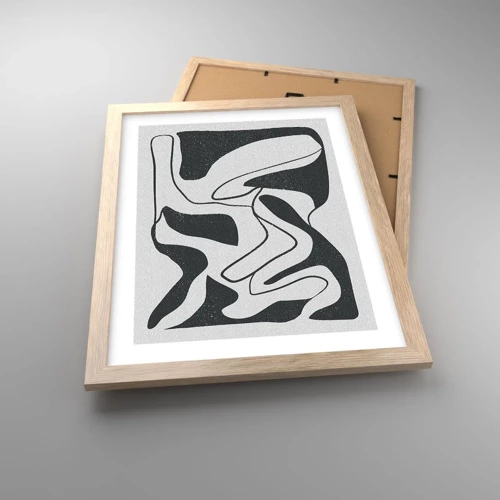 Poster in light oak frame - Abstract Fun in a Maze - 30x40 cm