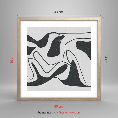 Poster in light oak frame - Abstract Fun in a Maze - 40x40 cm