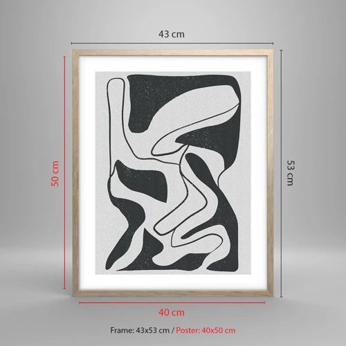Poster in light oak frame - Abstract Fun in a Maze - 40x50 cm