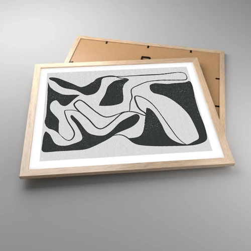 Poster in light oak frame - Abstract Fun in a Maze - 50x40 cm
