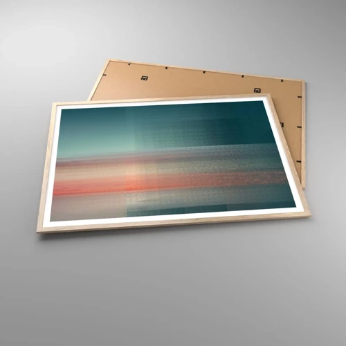 Poster in light oak frame - Abstract: Light Waves - 100x70 cm