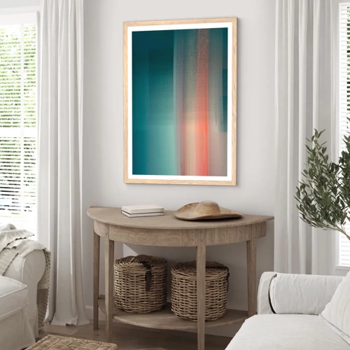 Poster in light oak frame - Abstract: Light Waves - 30x40 cm