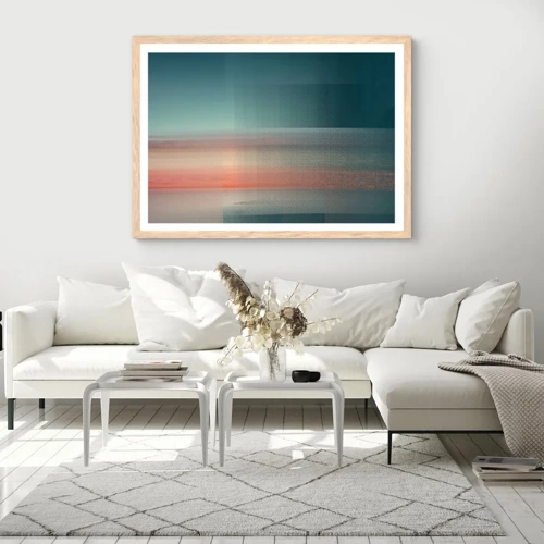 Poster in light oak frame - Abstract: Light Waves - 40x30 cm